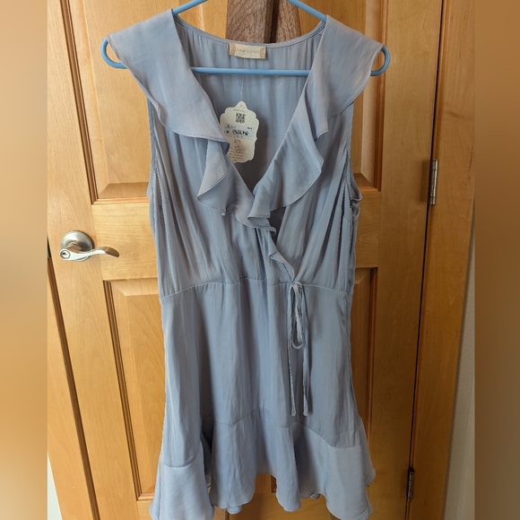 Altar'd State Dresses & Skirts - Altar'd State Soft Blue Ruffle Midi Dress